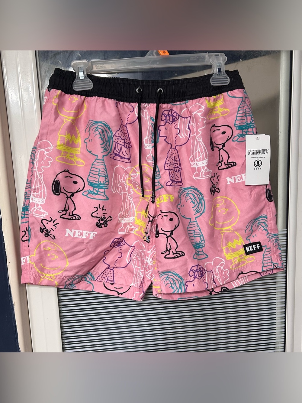 Neff Black Swim Shorts with Peanuts Liner